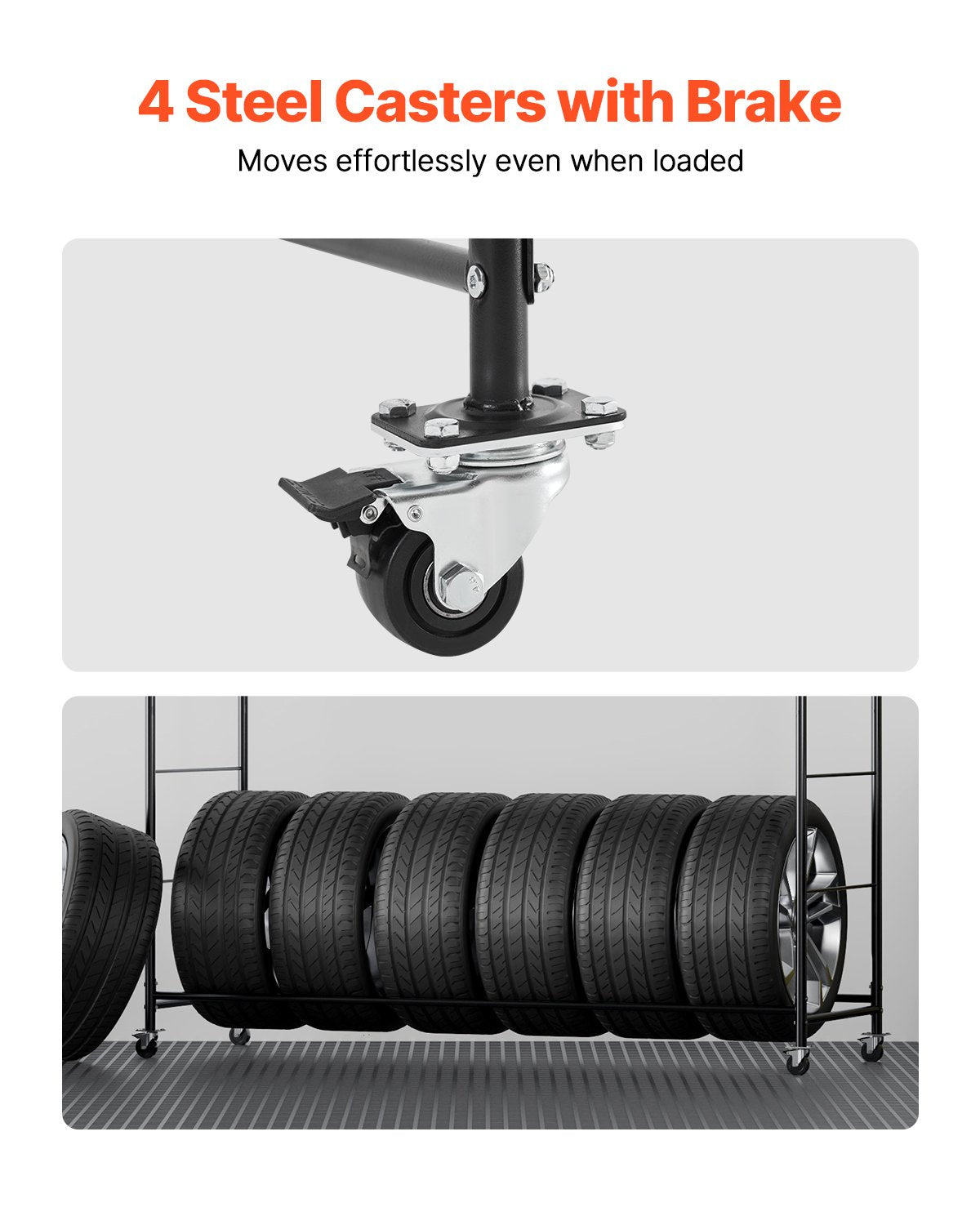 Rolling Tire Storage Rack 2-Shelf Tire Holder Holds up to 12 Standard Tires