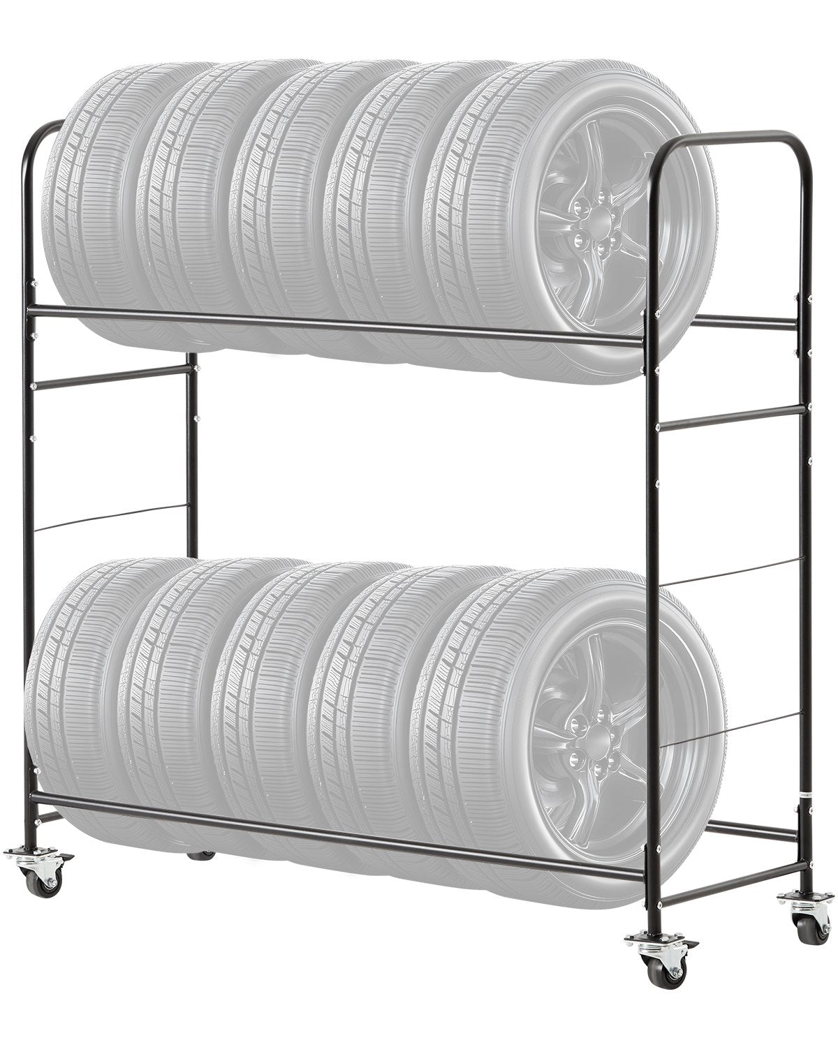 Rolling Tire Storage Rack 2-Shelf Tire Holder Holds up to 12 Standard Tires