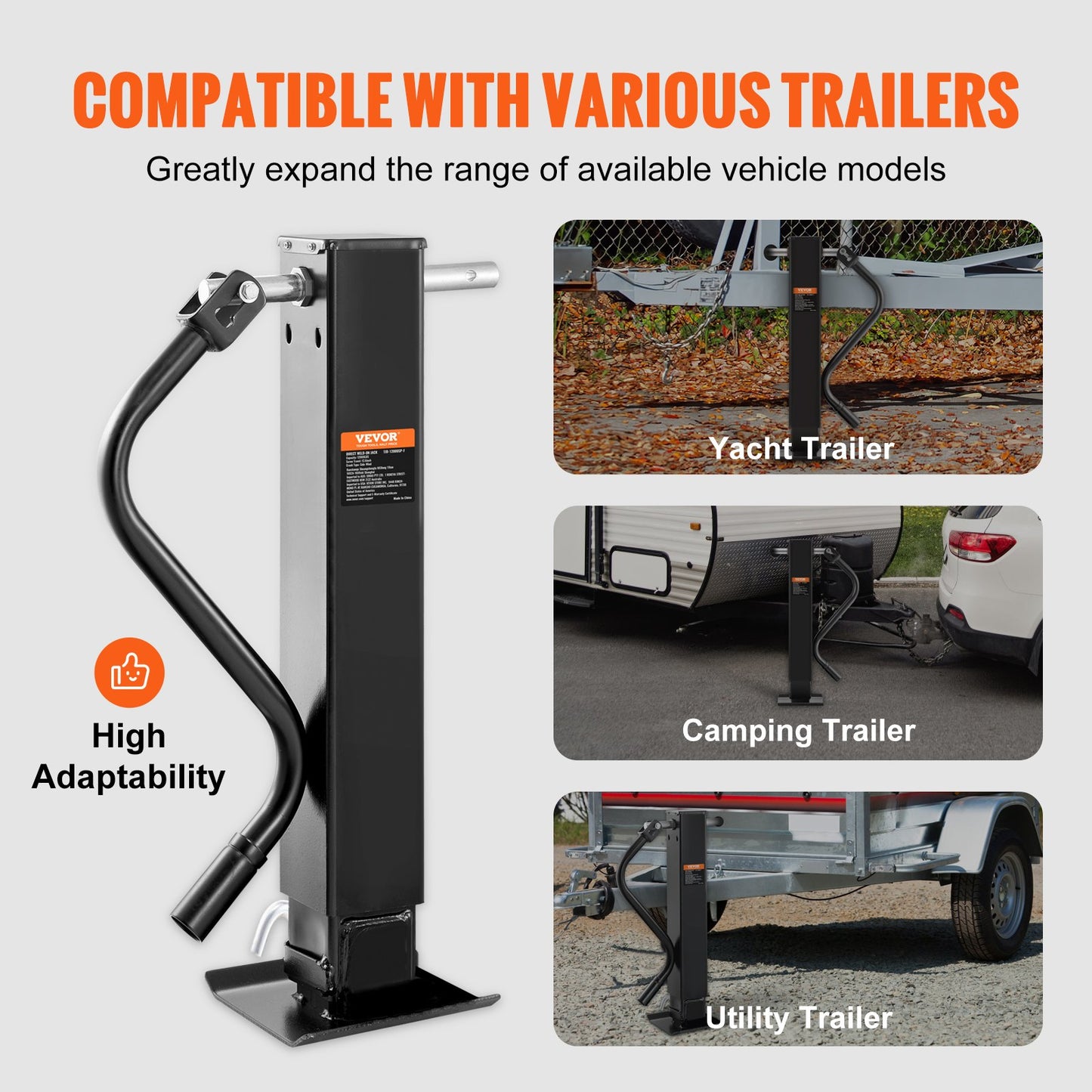 Trailer Jack, Trailer Tongue Jack Svetsning på 12000 lb Viktkapacitet, Trailer Jack Stativ med handtag för att lyfta RV Trailer, Häst Trailer, Utility Trailer, Yacht Trailer