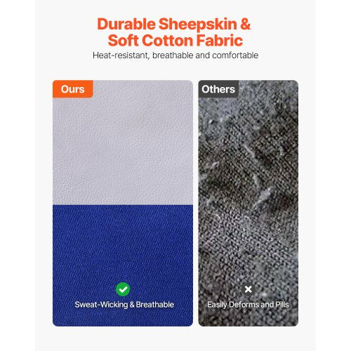 Flame retardant welding sleeves Heavy duty sleeves in sheepskin and front cotton