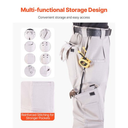 FR Pants for Men Flame Retardant Cargo Pants Multi Pockets XL Size Grey