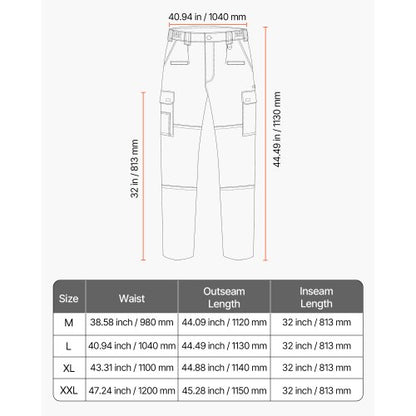 FR Pants for Men Flame Retardant Cargo Pants Multi Pockets L Size Khaki