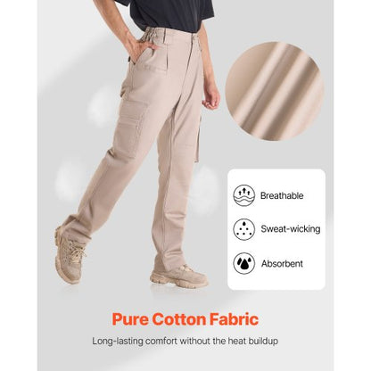 FR Pants for Men Flame Retardant Cargo Pants Multi Pockets M Size Khaki