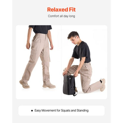 FR Pants for Men Flame Retardant Cargo Pants Multi Pockets M Size Khaki