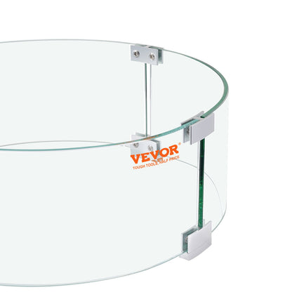 Fire Pit Wind Guard, 435 x 170 mm runt glasflamskydd, 6 mm tjockt brandbordstillbehör, klart härdat glas flamskydd för propan, gas, utomhus, uteplats, bakgård
