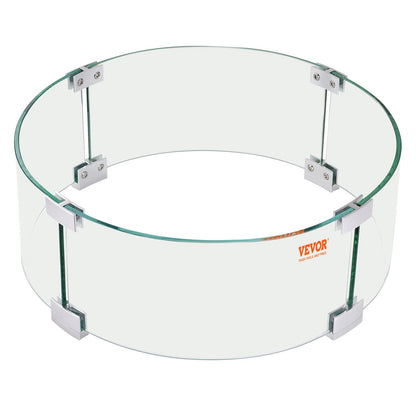 Fire Pit Wind Guard, 435 x 170 mm runt glasflamskydd, 6 mm tjockt brandbordstillbehör, klart härdat glas flamskydd för propan, gas, utomhus, uteplats, bakgård