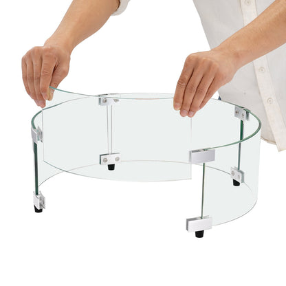 Fire Pit Wind Guard, 740 x 214 mm runt flamskydd av glas, 6 mm tjockt brandbordstillbehör, flamskydd av klart härdat glas för propan, gas, utomhus, uteplats, bakgård