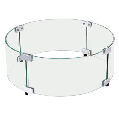 Fire Pit Wind Guard, 740 x 214 mm runt flamskydd av glas, 6 mm tjockt brandbordstillbehör, flamskydd av klart härdat glas för propan, gas, utomhus, uteplats, bakgård