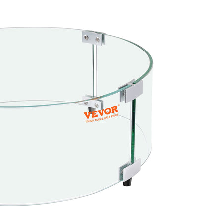 Fire Pit Wind Guard, 740 x 214 mm runt flamskydd av glas, 6 mm tjockt brandbordstillbehör, flamskydd av klart härdat glas för propan, gas, utomhus, uteplats, bakgård