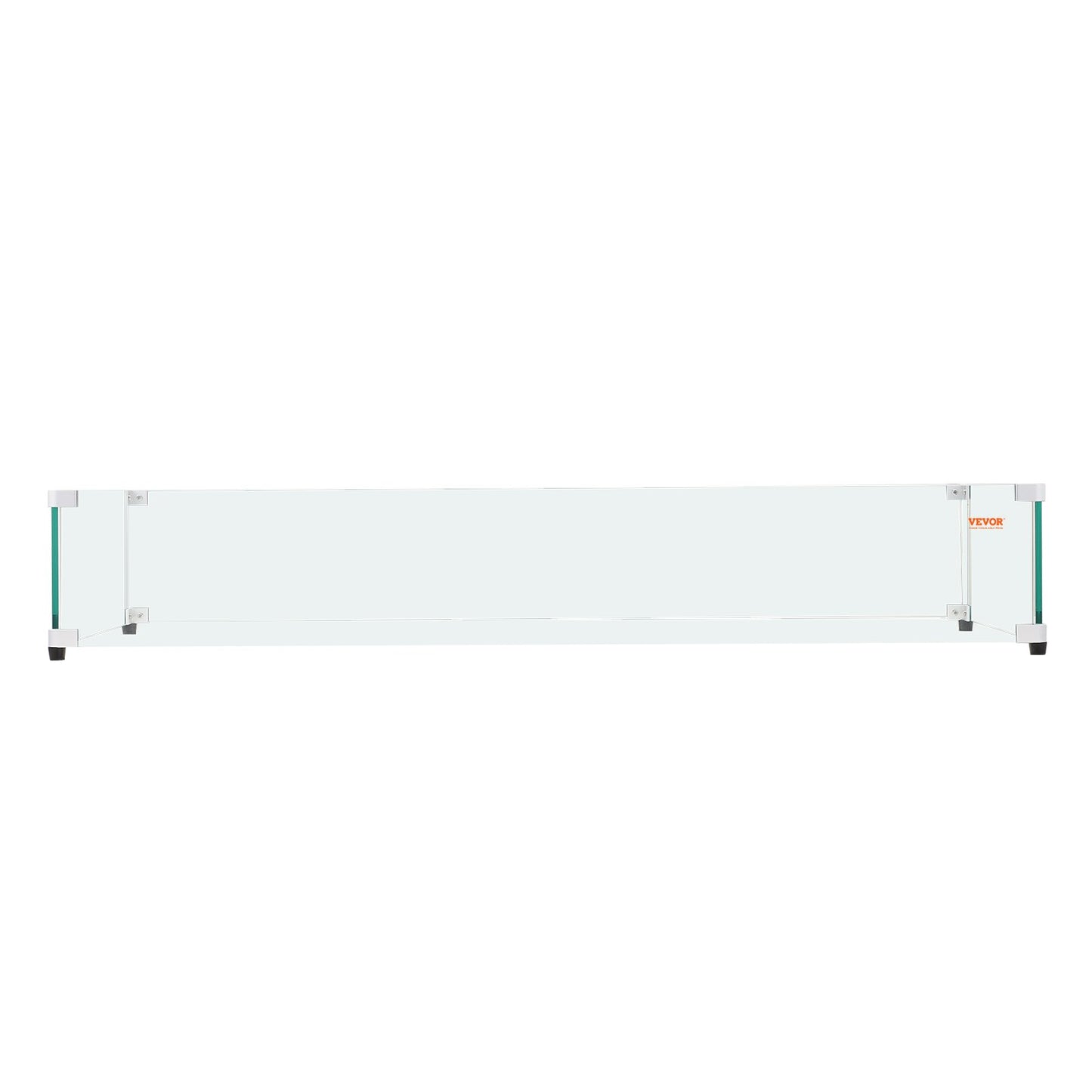 Glass windscreen for rectangular fire pit table 1128 x 367 x 191 mm, 8 mm thick and robust tempered glass panel with hard aluminum corner bracket and rubber feet, easy to assemble