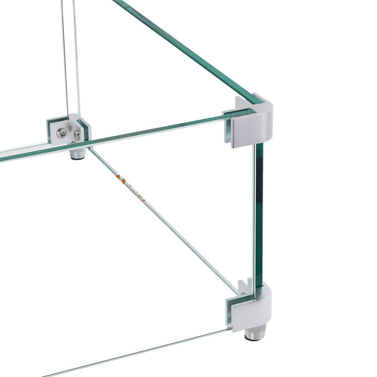 Gas Fire Pit Windshield for Square Fire Table, 380 x 380 x 180 mm Clear tempered windshield for fireplaces, 8 mm thick square glass shield, glass panel with hard corner bracket and feet