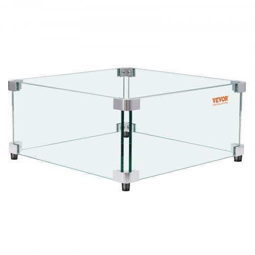 Gas Fire Pit Vindskydd för fyrkantigt brandbord, 493 x 493 x 191 mm Klart härdat vindskydd för eldstäder, 8 mm tjock fyrkantig glassköld, glaspanel med hårda hörnfäste och fötter |  EU