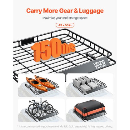 Roof Rack Cargo Carrier Basket 43 x 50 x 4.1 inch Car Roof Luggage Carrier | EU