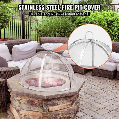 Firepit Spark Screen Lock, 30" Diameter, Utomhus Firepit Ring Lock Runt Tillbehör, Fire Pit Metal Cover, Lättöppningsbar Rostfritt stål Fire Ring Covers för Uteplats Fire Pits Bakgård