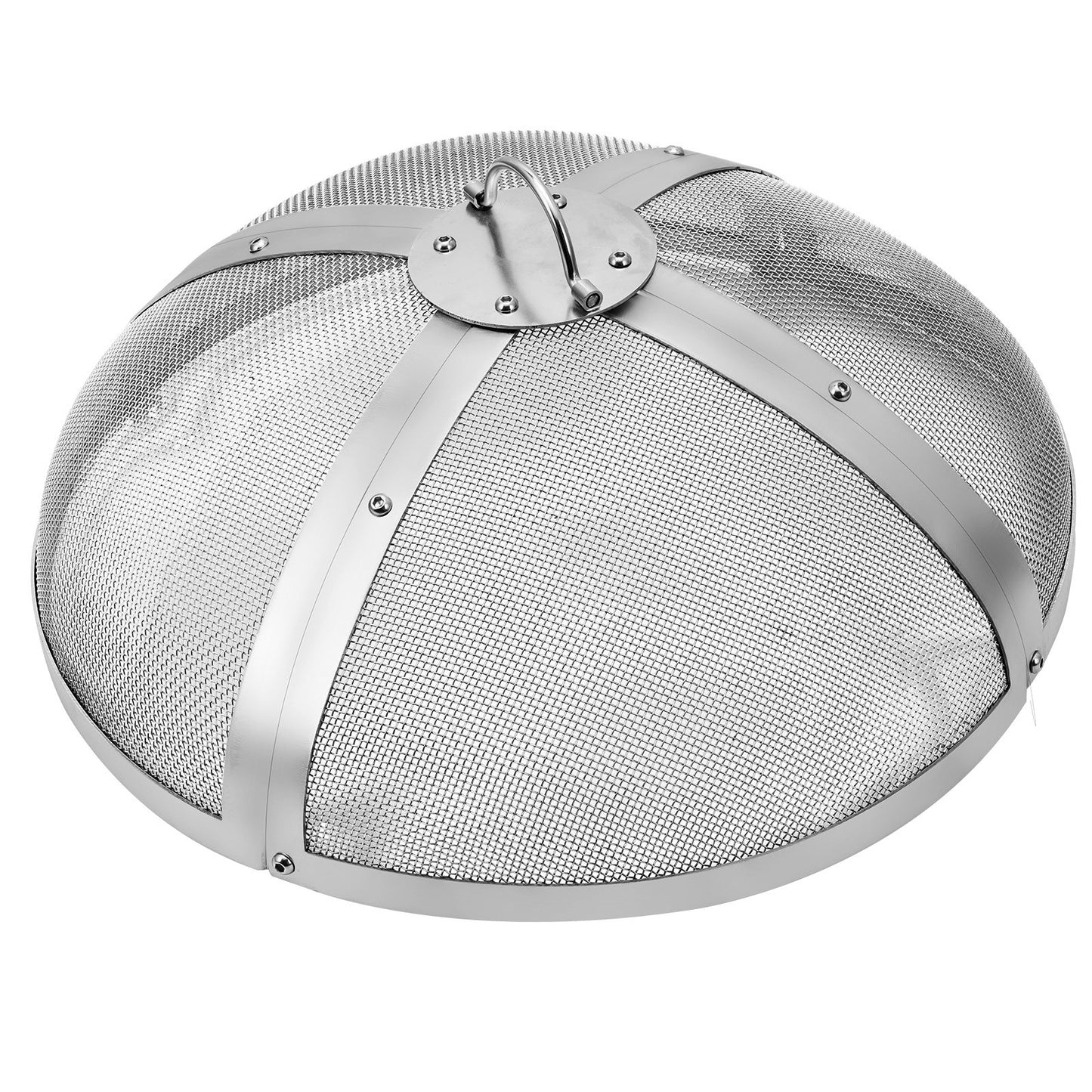 Fire Pit Spark Screen Round 20", förstärkt metallskydd i kraftigt stål, lock för utomhuseldstad, lättöppnande toppskärmslock runt med ringhandtag för utomhusterrass med eldstäder bakgård
