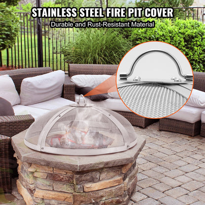 Fire Pit Spark Screen Round 40", förstärkt metallskydd i kraftigt stål, lock för utomhuseldstad, lättöppningsbara toppskärmskydd runda med ringhandtag för utomhusterrass med eldstäder bakgård