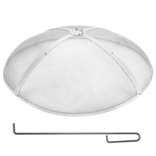 Fire Pit Spark Screen Round 40", förstärkt metallskydd i kraftigt stål, lock för utomhuseldstad, lättöppningsbara toppskärmskydd runda med ringhandtag för utomhusterrass med eldstäder bakgård