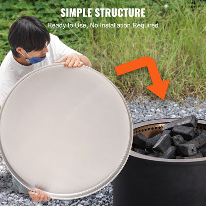 Fire Pit Lock Cover, 27" Portable Firepit Spark Screen, Stainless Steel Metal Cover, Easy-Open Outdoor Wood Burning and Camping Stove Accessories, for Outdoor Patio Fire Pit Backyard