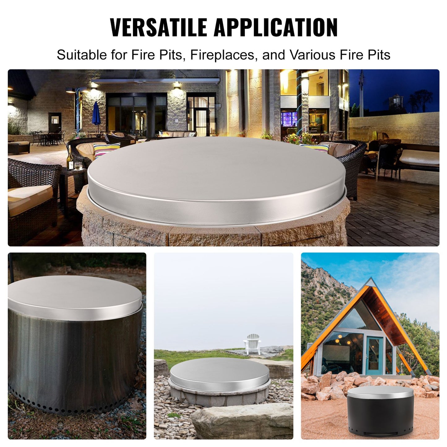 Fire Pit Lock Cover, 27" Portable Firepit Spark Screen, Stainless Steel Metal Cover, Easy-Open Outdoor Wood Burning and Camping Stove Accessories, for Outdoor Patio Fire Pit Backyard