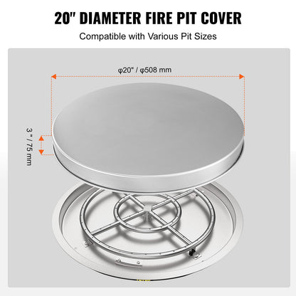 Fire Pit Lock Cover, 20" Portable Firepit Spark Screen, Stainless Steel Metal Cover, Easy-Open Outdoor Wood Burning and Camping Stove Accessories, for Outdoor Patio Fire Pit Backyard