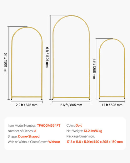 Metal Arch Backdrop Stand Set med 3 stativ med fodralanslutning för bröllop