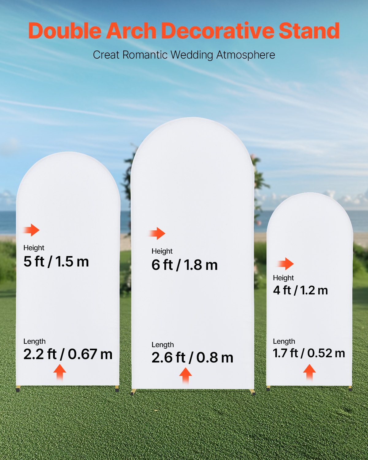 Metal Arch Backdrop Stand Set of 3 Stands with Premium Gauze for Wedding