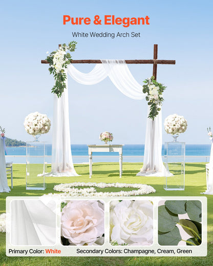 Artificial Wedding Arch Flowers Kit White With 2pcs Flowers 1pcs Drapes