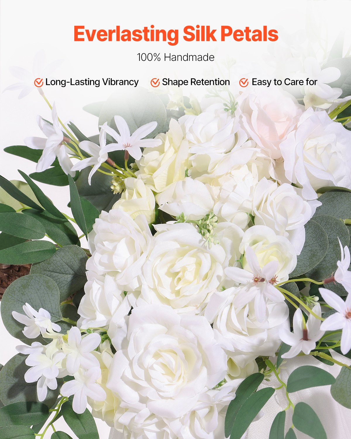 Artificial Wedding Arch Flowers Kit White With 2pcs Flowers 1pcs Drapes