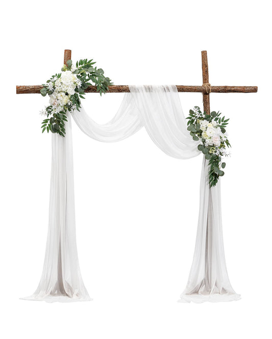 Artificial Wedding Arch Flowers Kit White With 2pcs Flowers 1pcs Drapes
