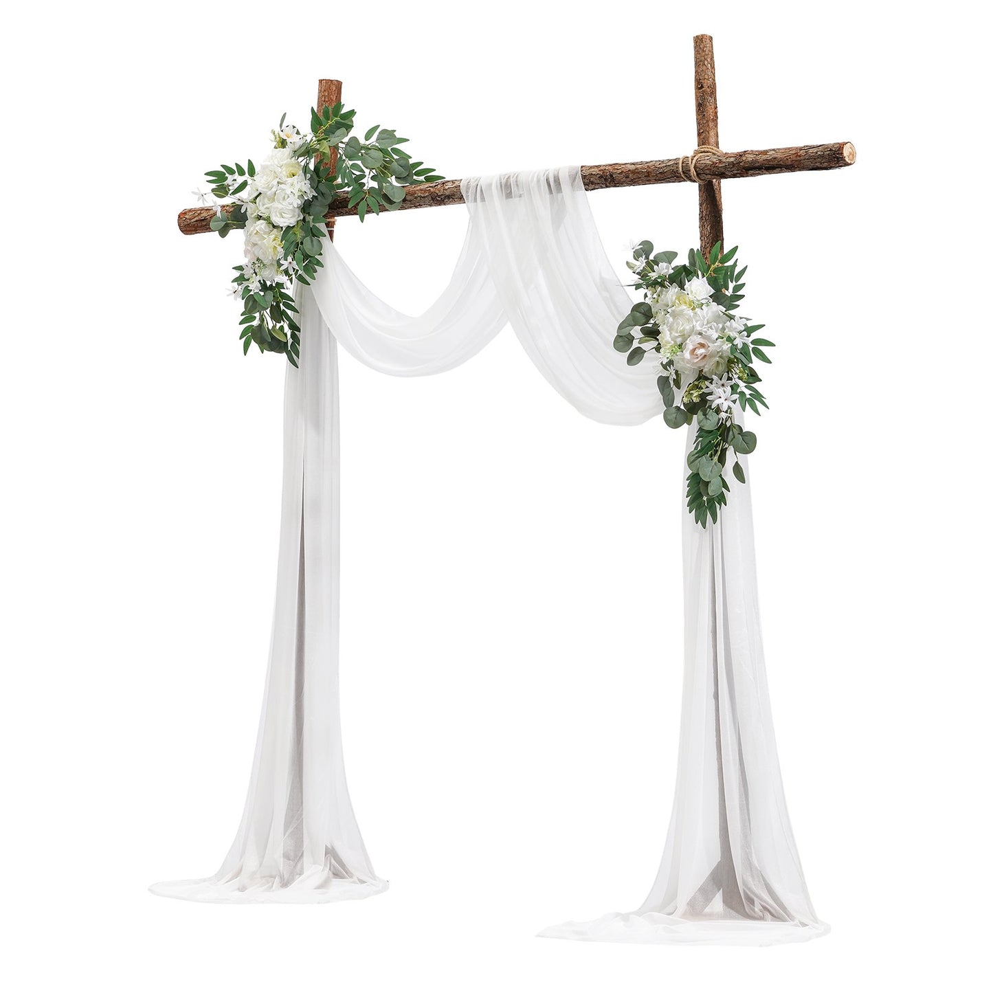 Artificial Wedding Arch Flowers Kit White With 2pcs Flowers 1pcs Drapes