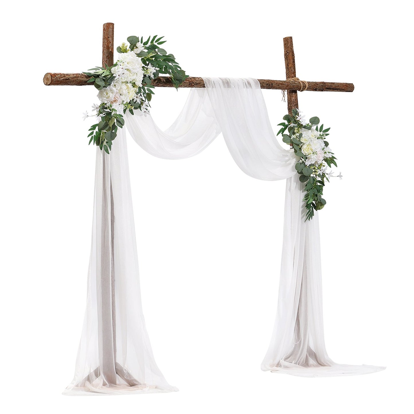 Artificial Wedding Arch Flowers Kit White With 2pcs Flowers 1pcs Drapes