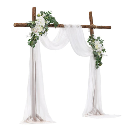 Artificial Wedding Arch Flowers Kit White With 2pcs Flowers 1pcs Drapes