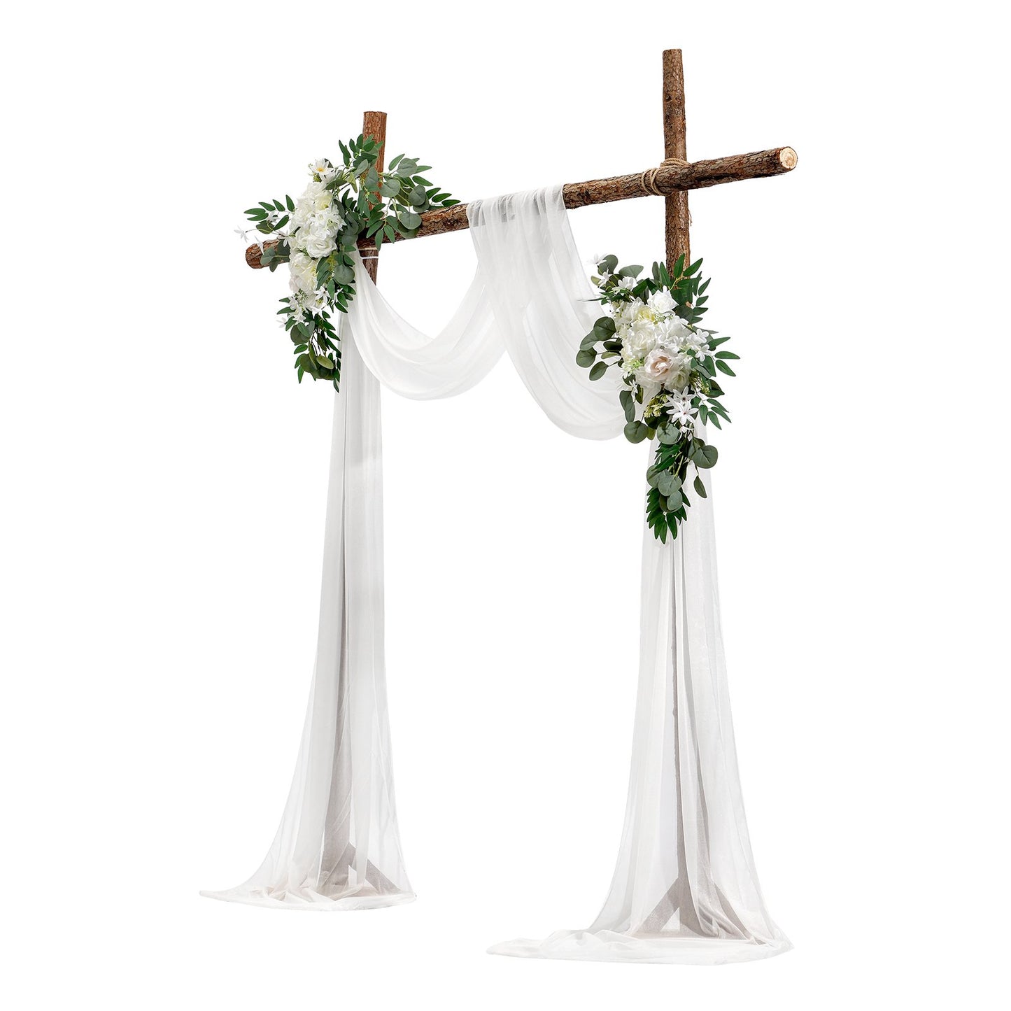 Artificial Wedding Arch Flowers Kit White With 2pcs Flowers 1pcs Drapes