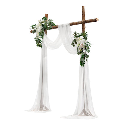 Artificial Wedding Arch Flowers Kit White With 2pcs Flowers 1pcs Drapes