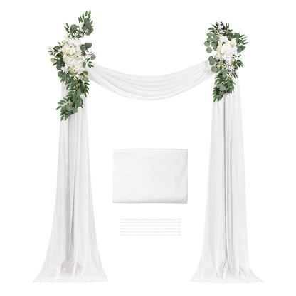Artificial Wedding Arch Flowers Kit White With 2pcs Flowers 1pcs Drapes