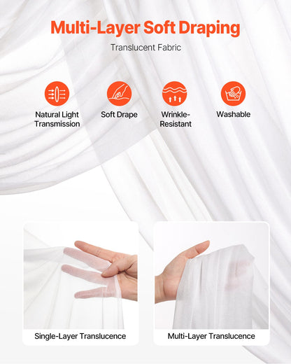 Artificial Wedding Arch Flowers Kit White With 2 Pcs Flowers 2 Pcs Drapes