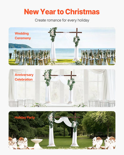 Artificial Wedding Arch Flowers Kit White With 2 Pcs Flowers 2 Pcs Drapes