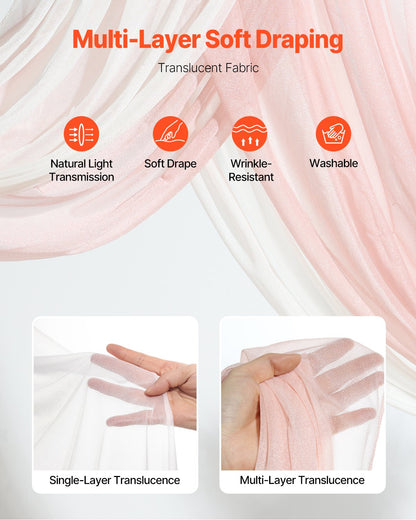 Artificial Wedding Arch Flowers Kit Pink With 2pcs Flowers 2pcs Drapes
