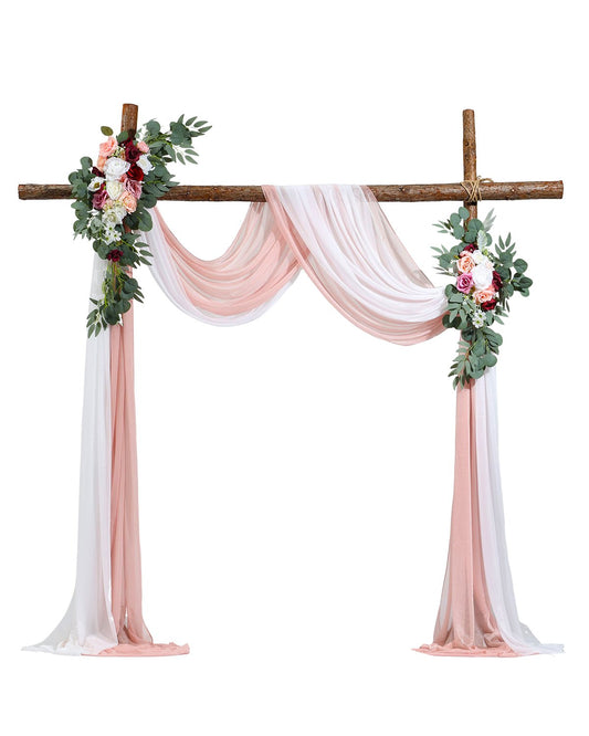 Artificial Wedding Arch Flowers Kit Pink With 2pcs Flowers 2pcs Drapes