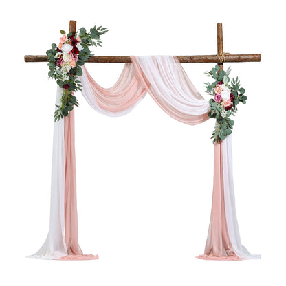 Artificial Wedding Arch Flowers Kit Pink With 2pcs Flowers 2pcs Drapes