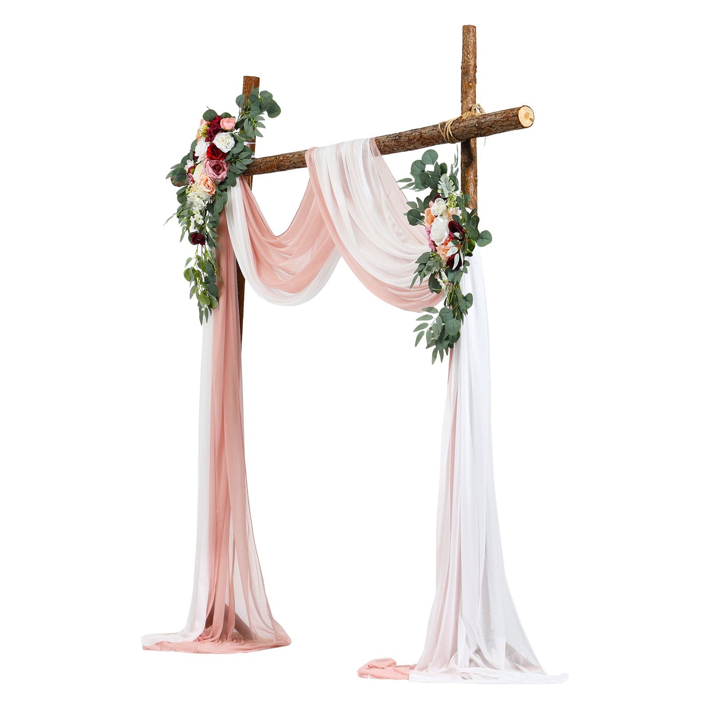 Artificial Wedding Arch Flowers Kit Pink With 2pcs Flowers 2pcs Drapes
