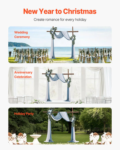 Artificial Wedding Arch Flowers Kit Blue With 2 Pcs Flowers 2 Pcs Drapes