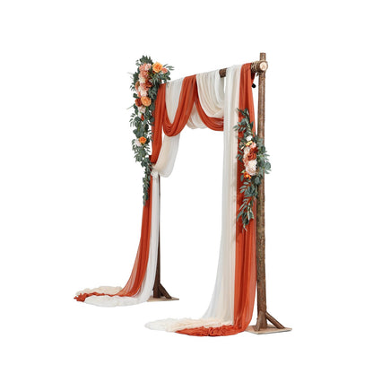 Artificial Wedding Arch Flowers Kit Orange With 2 Pcs Flowers 3 Pcs Drapes