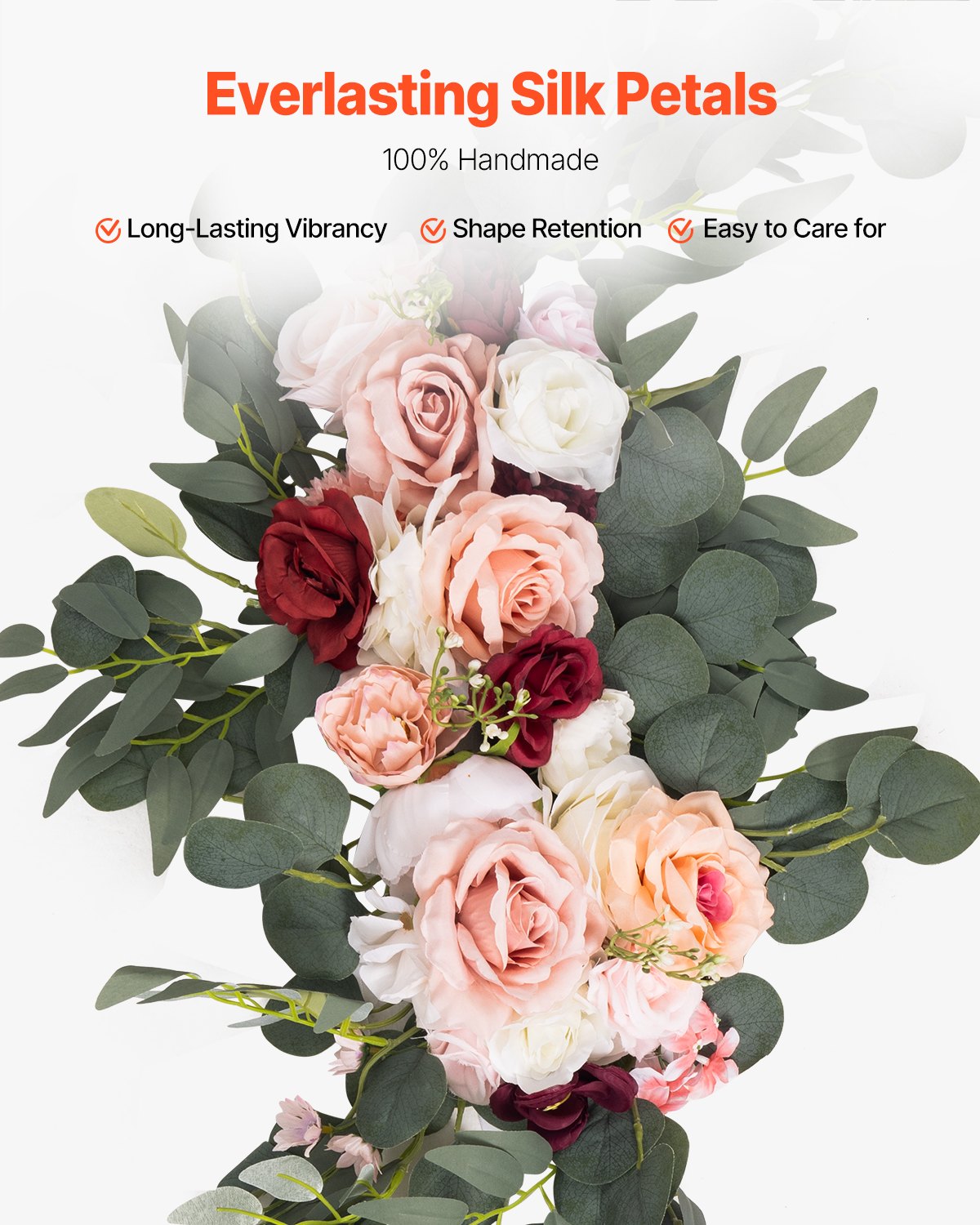 Artificial Wedding Arch Flowers Kit Pink With 2pcs Flowers 3pcs Drapes