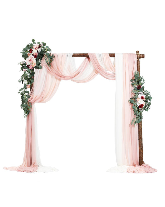 Artificial Wedding Arch Flowers Kit Pink With 2pcs Flowers 3pcs Drapes