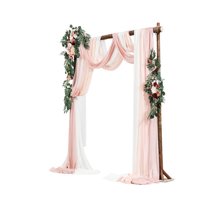 Artificial Wedding Arch Flowers Kit Pink With 2pcs Flowers 3pcs Drapes
