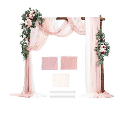 Artificial Wedding Arch Flowers Kit Pink With 2pcs Flowers 3pcs Drapes