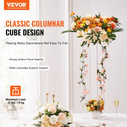 10 STK 23,6 tum/60 cm högt bröllopsblomsterställ, med akryllaminat, akrylvaspelare geometriskt mittpunktsställ, blommig displayställ för evenemangsmottagning på T-stage, festdekoration hem |  EU