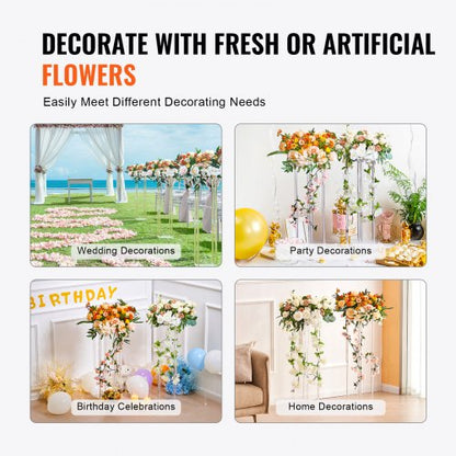 10 STK 23,6 tum/60 cm högt bröllopsblomsterställ, med akryllaminat, akrylvaspelare geometriskt mittpunktsställ, blommig displayställ för evenemangsmottagning på T-stage, festdekoration hem |  EU