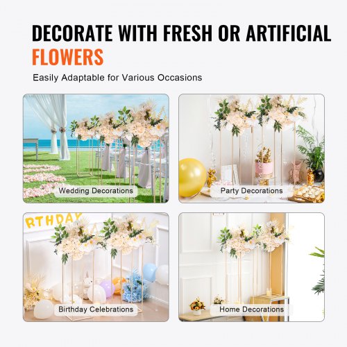2ST 31,5 tum/80 cm högt bröllopsställ för blommor, metallstativ för vaskolumn Geometrisk mittpunkt, guld rektangulärt blommig displayställ för evenemangsmottagning på T-stage, festdekoration Hem |  EU
